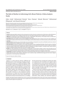 The Role of Mother in Informing Girls About Puberty: A Meta