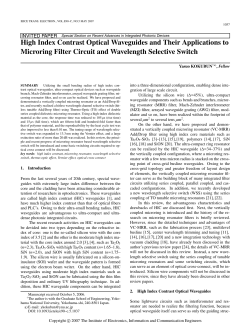 High Index Contrast Optical Waveguides and