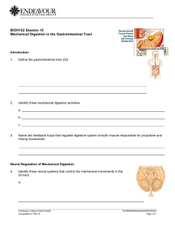 BIOH122 Session 15 Mechanical Digestion in the Gastrointestinal