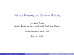 Definite Meaning and Definite Marking