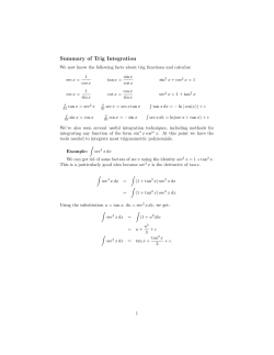 Summary of Trig Integration