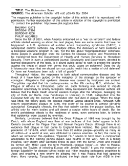 TITLE: The Bioterrorism Scare SOURCE: The