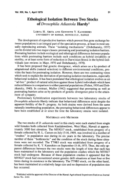 Ethological Isolation Between Two Stocks of