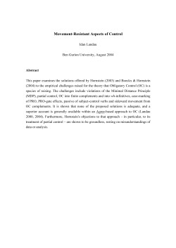 Movement Resistant Aspects of Control