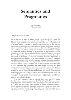 Semantics and Pragmatics