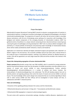 Job Vacancy - Mitochondrial European Educational Training