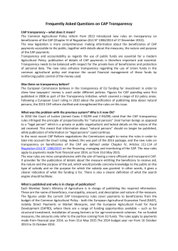 Frequently Asked Questions on CAP Transparency