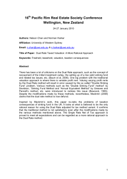 Dual Rate Taxed Valuation - Pacific Rim Real Estate Society