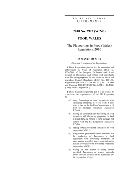FOOD, WALES - National Assembly for Wales