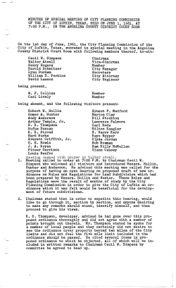 minutes of special meeting of city planning