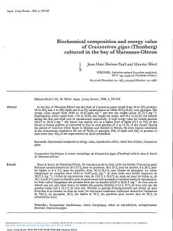 Biochemical composition and energy value of Crassostrea gigas
