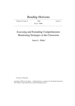 Assessing and Extending Comprehension: Monitoring Strategies in