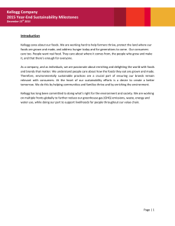 Kellogg Company 2015 Year-End Sustainability Milestones