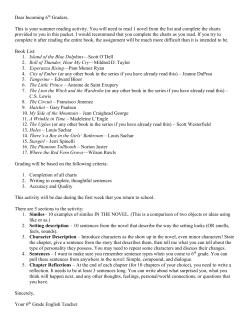 6th Grade Summer Reading Assignment Pinnacle