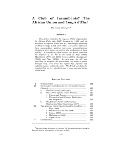 A Club of Incumbents? The African Union and Coups d`&Eacute;tat