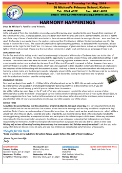 harmony happenings - St Michael`s Primary School Kaleen, ACT 2617