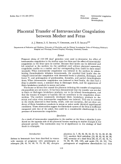 Placental Transfer of Intravascular Coagulation between