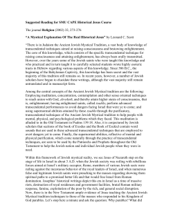 Suggested Reading for SMU CAPE Historical Jesus Course The