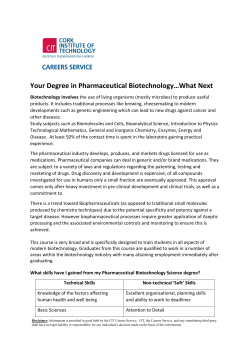 Your Degree in Pharmaceutical Biotechnology…What Next