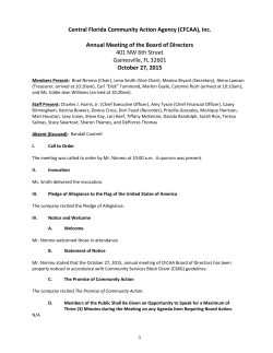 Central Florida Community Action Agency (CFCAA), Inc. Annual