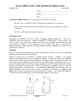 ELECTROLYTES AND NONELECTROLYTES