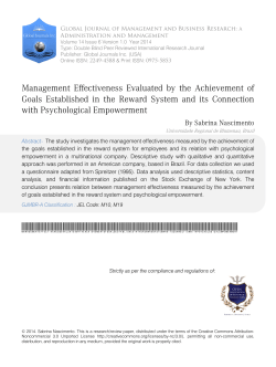 Management Effectiveness Evaluated by the Achievement of Goals