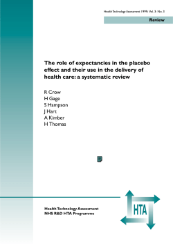 Role of Expectancies in the Placebo Effect and their Use