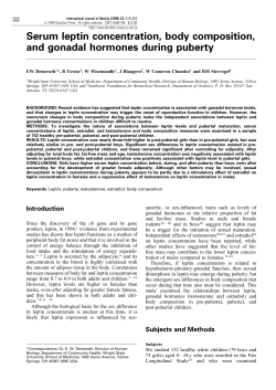 Serum leptin concentration, body composition, and gonadal