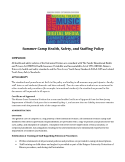 Summer Camp Health, Safety, and Staffing Policy