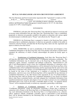 MUTUAL NON-DISCLOSURE AND NON