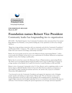 Foundation names Reinert Vice President
