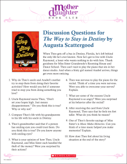 Discussion Questions for The Way to Stay in Destiny by Augusta