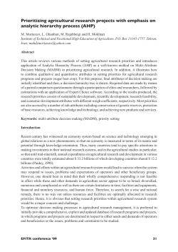 Prioritizing agricultural research projects with emphasis on