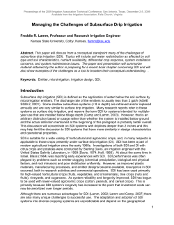 Managing the Challenges of Subsurface Drip Irrigation - K