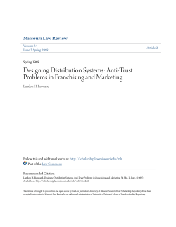 Anti-Trust Problems in Franchising and Marketing