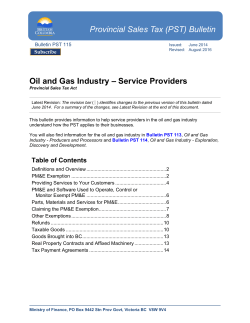 Bulletin PST 115, Oil and Gas Industry – Service Providers