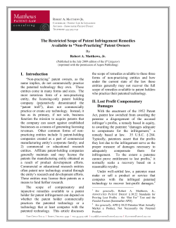 The Restricted Scope of Patent Infringement Remedies Available to