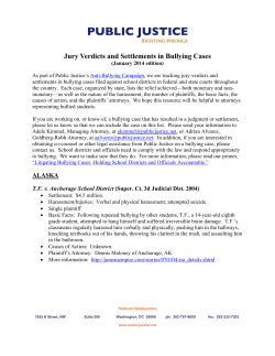 Jury Verdicts and Settlements in Bullying Cases