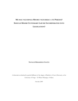 Should Maori Customary Law be Incorporated