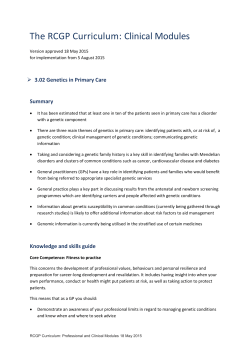 Genetics in primary care