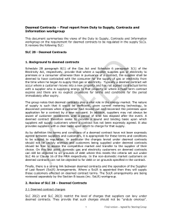 Deemed Contracts &ndash; Final report from Duty to Supply