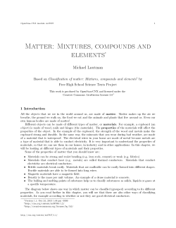 Matter: Mixtures, compounds and elements