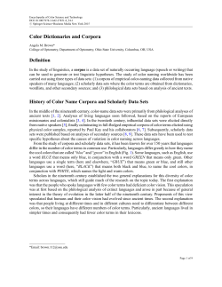 Color Dictionaries and Corpora - Institute for Mathematical