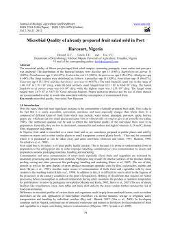 Microbial Quality of already p bial Quality of already prepared fruit