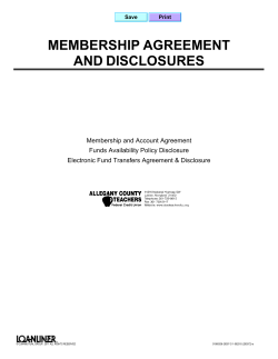 ME MEMBERSHIP AGREEMENT AND DISCLOSURES