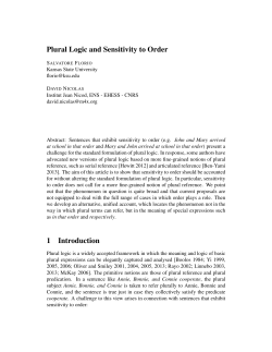 Plural Logic and Sensitivity to Order 1 Introduction