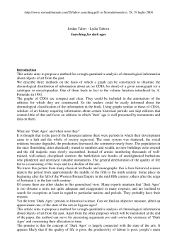 Jordan Tabov - Lydia Tabova Searching for dark ages Introduction