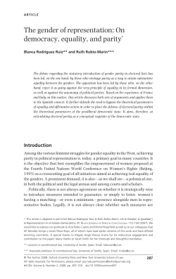 The gender of representation: On democracy, equality, and parity *