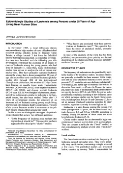 Epidemiologic Studies of Leukemia among