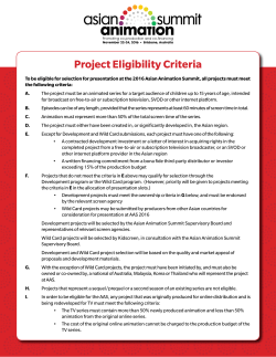 Project Eligibility Criteria - Asian Animation Summit